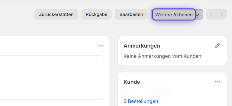 Weitere Aktionen öffnen