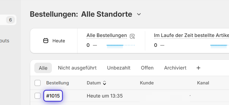 Bestellung auswählen