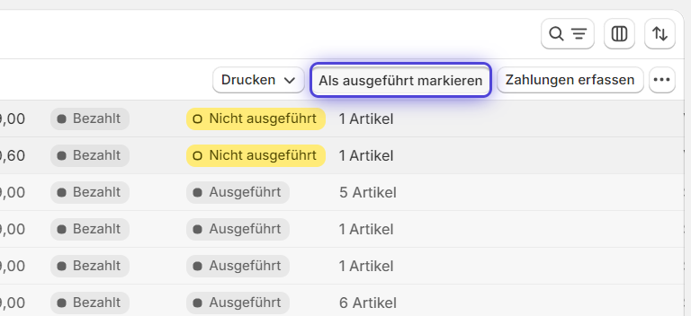 Als ausgeführt markieren