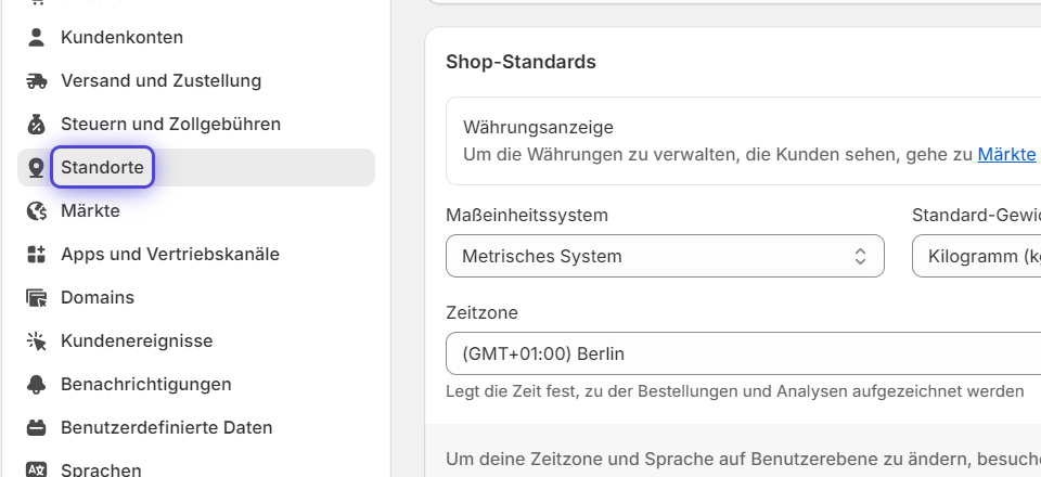 Standorte öffnen